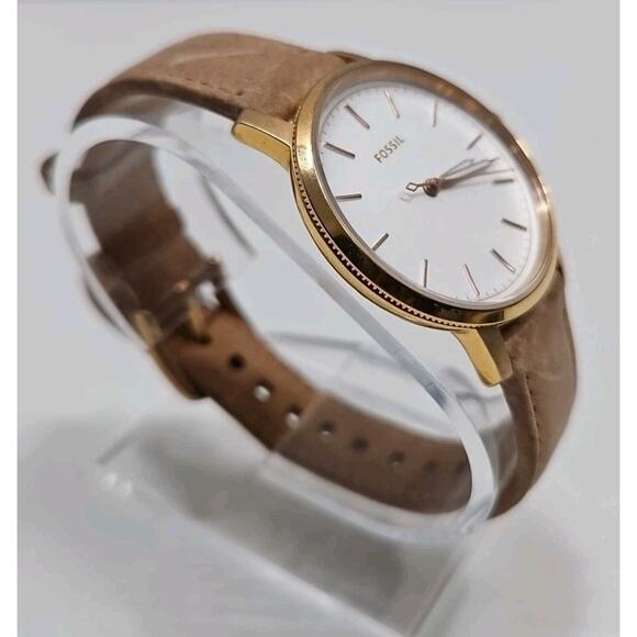 Fossil ES4185 Neely Sand Leather Rose Gold White Dial Watch New Battery W125 main image 5
